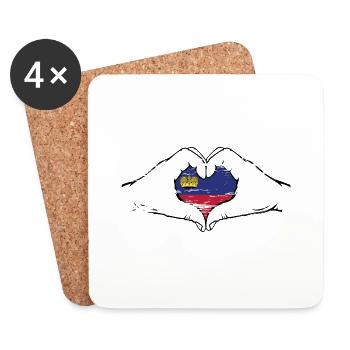 Liechtenstein Flagge Herzform used - Untersetzer (4er-Set) - Weiß - Vorne
