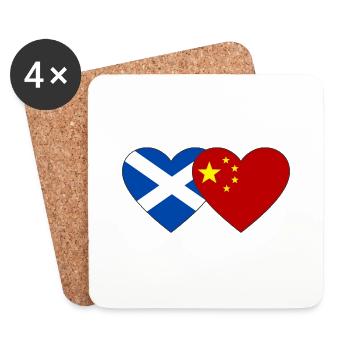 Scotland China Flag Heart - Coasters (set of 4) - white - Front