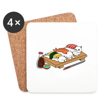 Neko Sushi - Coasters (set of 4) - white - Front
