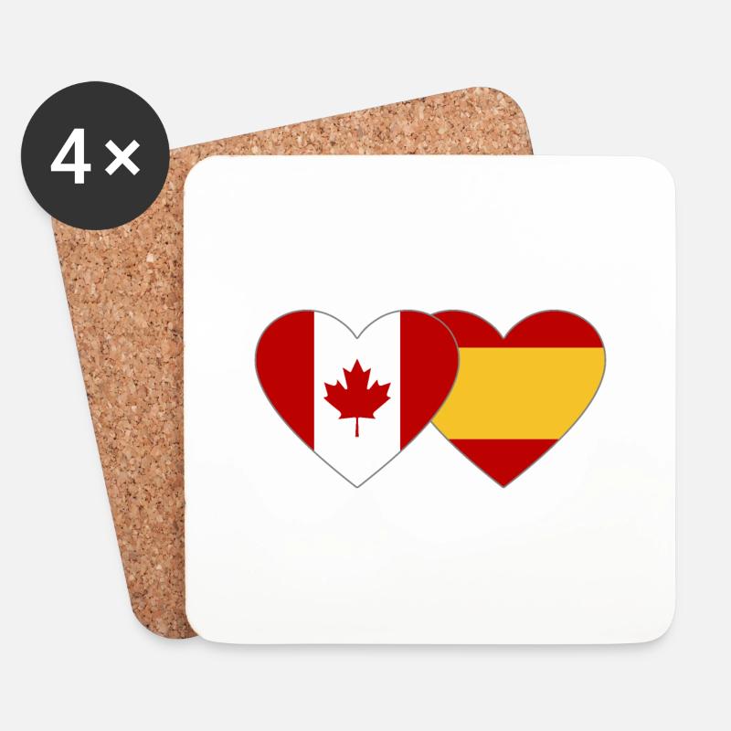 Kanada Spanien Flagge Herz - Untersetzer (4er-Set) - Weiß