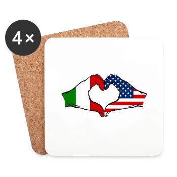 Italy USA heart shape with hands - Coasters (set of 4) - white - Front