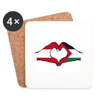 Autriche Palestine forme de coeur avec les mains - Dessous de verre (lot de 4) - blanc - Devant