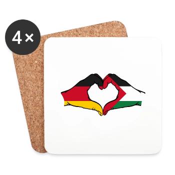 Forme de coeur Allemagne Palestine avec les mains - Dessous de verre (lot de 4) - blanc - Devant