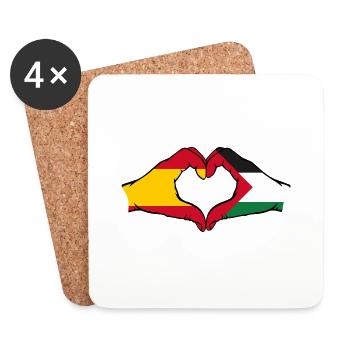 Espagne Palestine forme de coeur avec les mains - Dessous de verre (lot de 4) - blanc - Devant