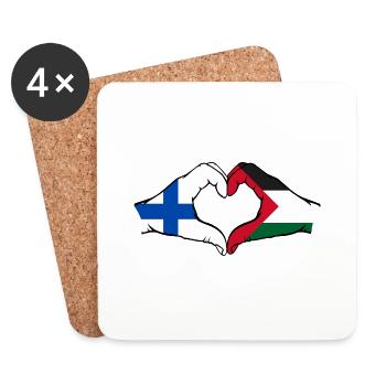 Finlande Palestine forme de coeur avec les mains - Dessous de verre (lot de 4) - blanc - Devant