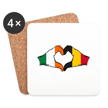 Irland Belgien Herzform mit Hände - Untersetzer (4er-Set) - Weiß - Vorne