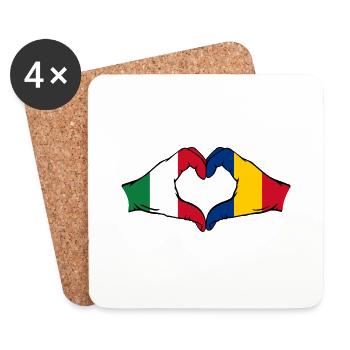 Italie Roumanie forme de coeur avec les mains - Dessous de verre (lot de 4) - blanc - Devant