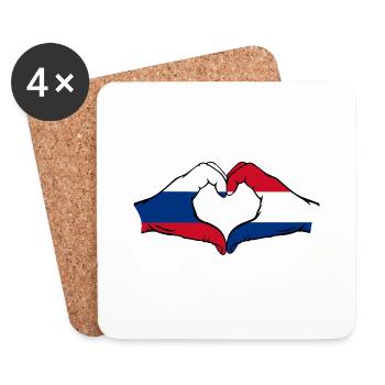 Russland Holland Herzform mit Hände - Untersetzer (4er-Set) - Weiß - Vorne