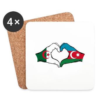 Algérie AzerbaïdjanForme de coeur avec les mains - Dessous de verre (lot de 4) - blanc - Devant