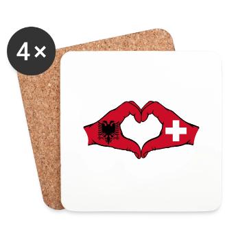 Albanien Schweiz Herzform mit Hände - Untersetzer (4er-Set) - Weiß - Vorne