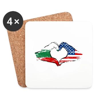 Bulgaria USA heart shape with hands used - Coasters (set of 4) - white - Front
