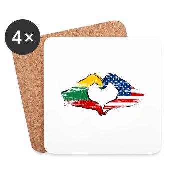 Lithuania USA heart shape with hands used - Coasters (set of 4) - white - Front