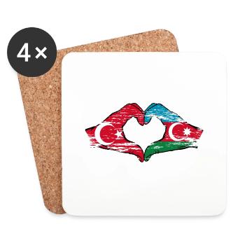 Turquie Azerbaïdjan Forme de coeur avec les mains - Dessous de verre (lot de 4) - blanc - Devant
