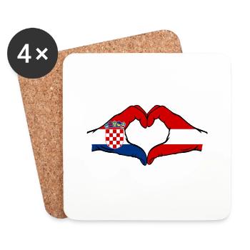 Croatia Austria heart shape with hands - Coasters (set of 4) - white - Front