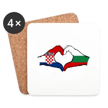Croatia Bulgaria heart shape with hands - Coasters (set of 4) - white - Front