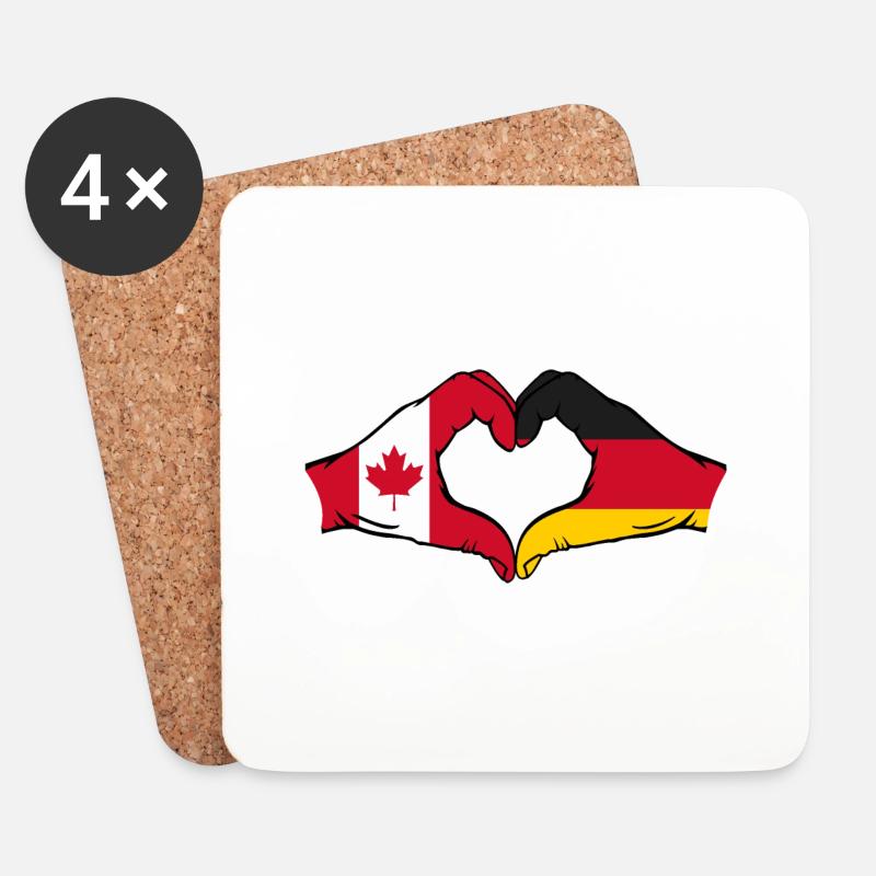 Kanada Deutschland Herzform mit Hände - Untersetzer (4er-Set) - Weiß