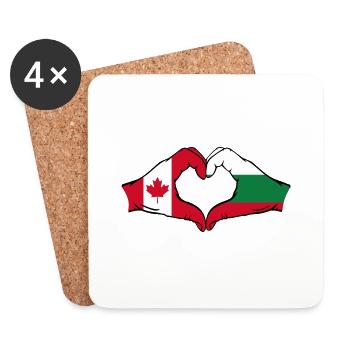Canada Bulgaria heart shape with hands - Coasters (set of 4) - white - Front