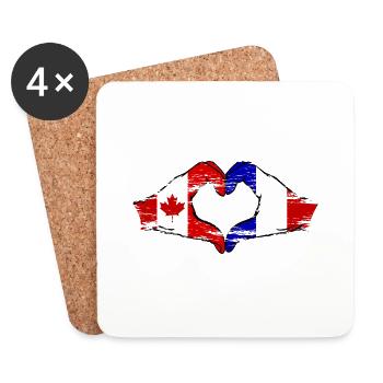 Canada France heart shape with hands used - Coasters (set of 4) - white - Front