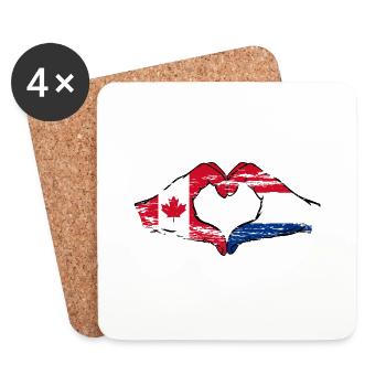 Kanada Holland Herzform mit Hände used - Untersetzer (4er-Set) - Weiß - Vorne