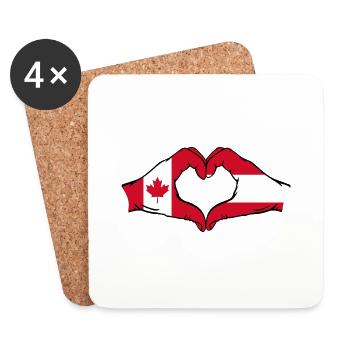 Canada Austria Heart Shape with Hands - Coasters (set of 4) - white - Front