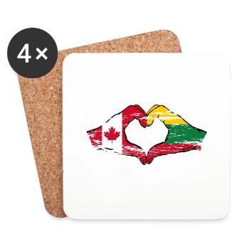 Canada Lituanie forme de coeur avec des mains utilisées - Dessous de verre (lot de 4) - blanc - Devant