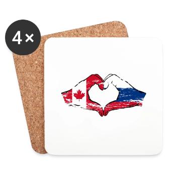 Canada Russia Heart Shape with Hands Used - Coasters (set of 4) - white - Front