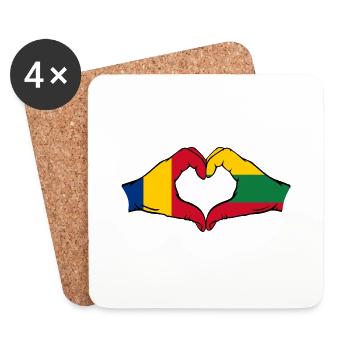 Rumänien Litauen Herzform mit Hände - Untersetzer (4er-Set) - Weiß - Vorne
