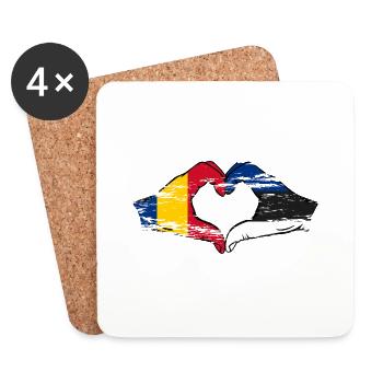 Roumanie Estonie forme de coeur avec des mains utilisées - Dessous de verre (lot de 4) - blanc - Devant