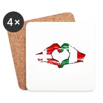 Denmark Italy Heart Shape with Hands Used - Coasters (set of 4) - white - Front
