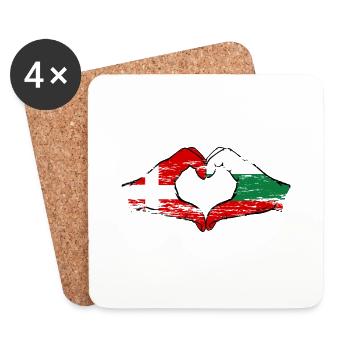 Denmark Bulgaria Heart Shape with Hands Used - Coasters (set of 4) - white - Front