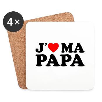 J'aime Mon Papa Cadeau Fête des Pères Coeur Rouge - Dessous de verre (lot de 4) - blanc - Devant