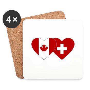 Canada Switzerland Flag Heart - Coasters (set of 4) - white - Front