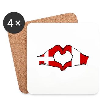 Denmark Peru Heart Shape with Hands - Coasters (set of 4) - white - Front