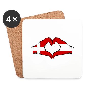 Denmark Austria Heart Shape with Hands - Coasters (set of 4) - white - Front