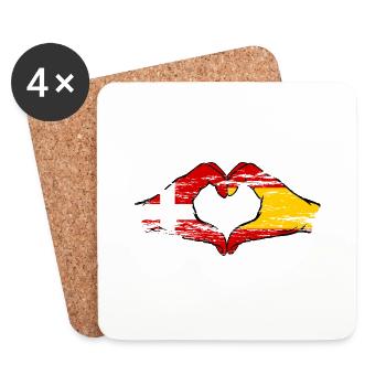 Danemark Espagne forme de coeur avec les mains utilisées - Dessous de verre (lot de 4) - blanc - Devant