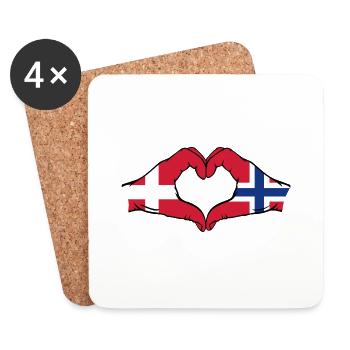 Danemark Norvège forme de coeur avec les mains - Dessous de verre (lot de 4) - blanc - Devant