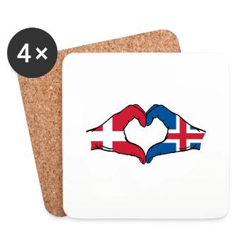 Denmark Iceland Heart Shape with Hands - Coasters (set of 4) - white - Front