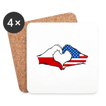 Polen USA Herzform mit Hände - Untersetzer (4er-Set) - Weiß - Vorne
