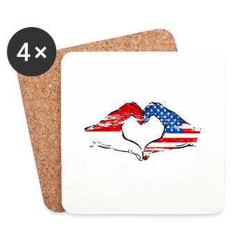 Indonesia USA Heart Shape with Hands Used - Coasters (set of 4) - white - Front