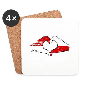 Indonesia Poland Heart Shape with Hands Used - Coasters (set of 4) - white - Front