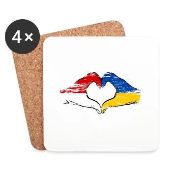 Indonesia Ukraine Heart Shape with Hands Used - Coasters (set of 4) - white - Front