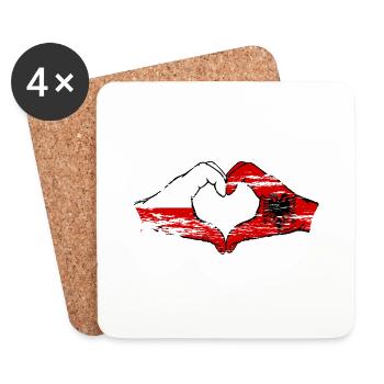 Poland Albania Heart Shape with Hands Used - Coasters (set of 4) - white - Front