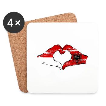 Indonesia Albania Heart Shape with Hands Used - Coasters (set of 4) - white - Front