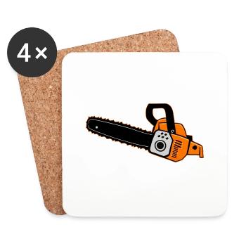 Chainsaw ORANGE - Coasters (set of 4) - white - Front