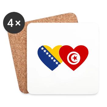 Bosnia Tunisia Flag Heart - Coasters (set of 4) - white - Front