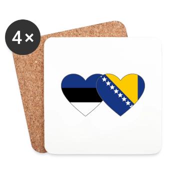 Estonia Bosnia Flag Heart - Coasters (set of 4) - white - Front