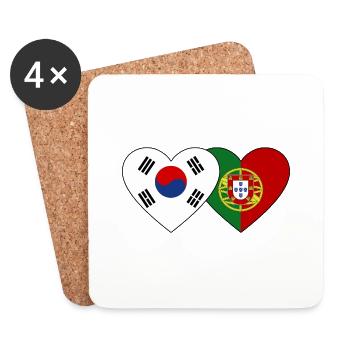 South Korea Portugal Flag Heart - Coasters (set of 4) - white - Front
