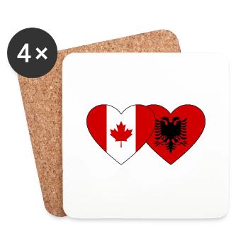 Canada Albanie Drapeau Coeur - Dessous de verre (lot de 4) - blanc - Devant