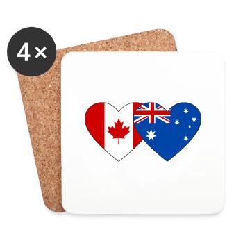 Canada Australia Flag Heart - Coasters (set of 4) - white - Front