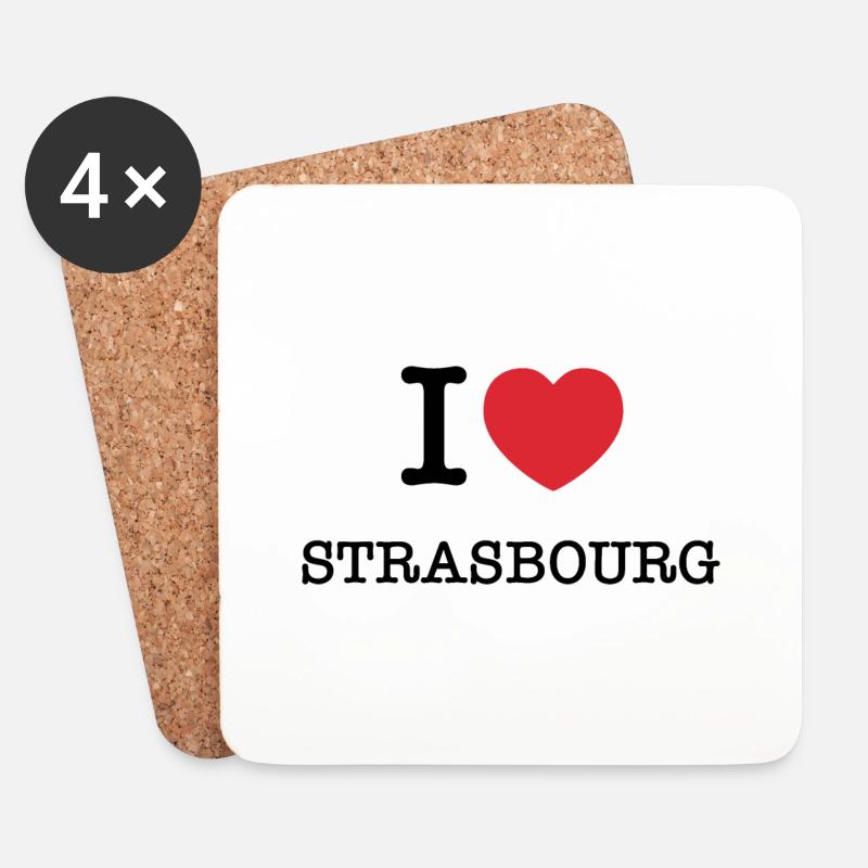 Ich liebe Straßburg | Straßburg - Untersetzer (4er-Set) - Weiß